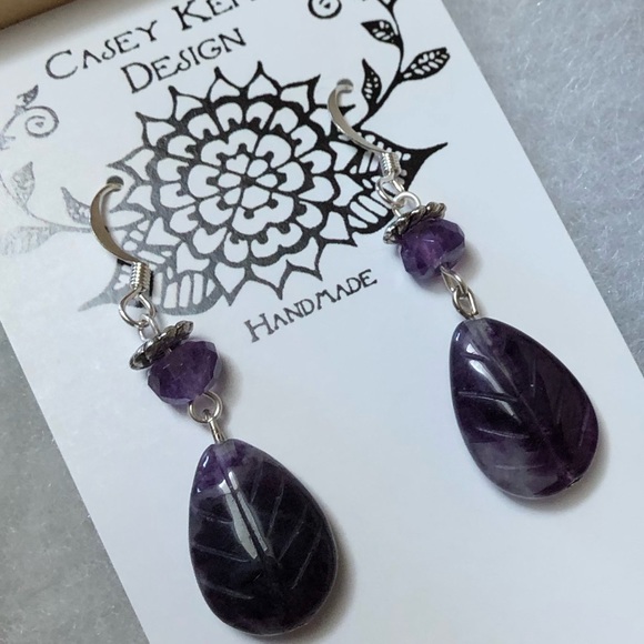 Purple Fleurite Earrings - Picture 6 of 8